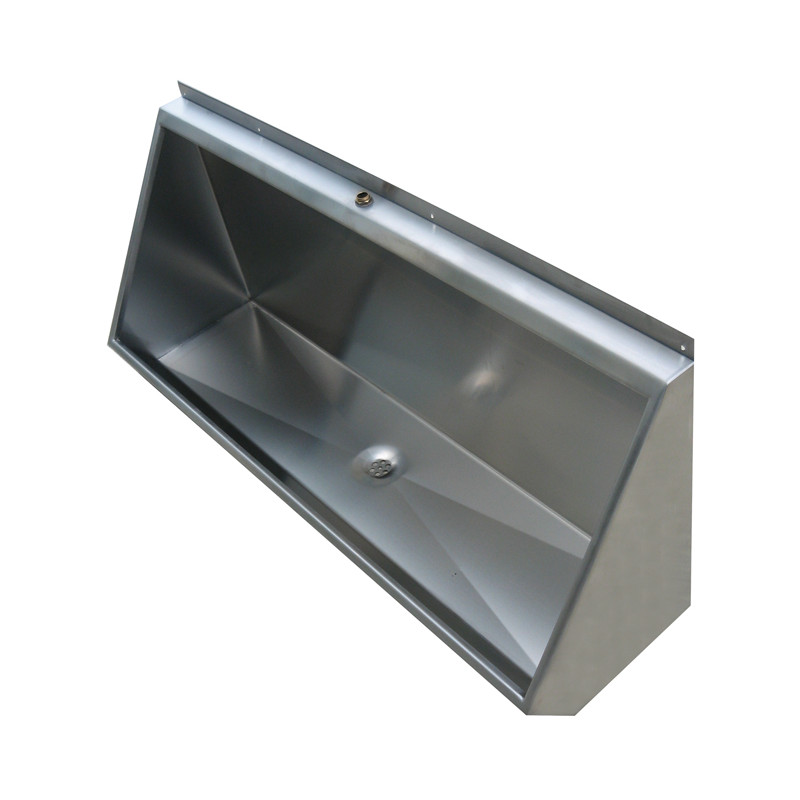 Wall mounted collective urinal in stainless steel