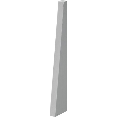 Panneau latéral inox brossé de forme trapézoïdale, vue de trois quarts