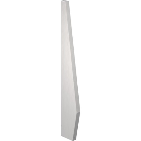 Brushed stainless steel side panel with angled lower cut-out for pedestal mounting