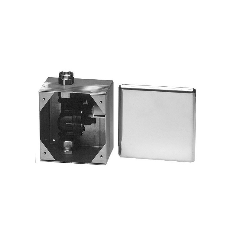 Chasse programmable pour urinoirs collectifs, avec boitier d'encastrement inox