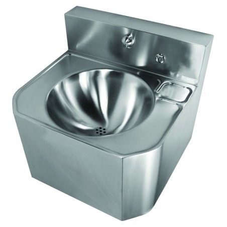 Lavabo mural inox antivandalisme robinet intégré