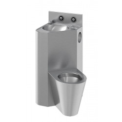 Wash basin and WC combination floor standing fixation wall mounted stainless steel