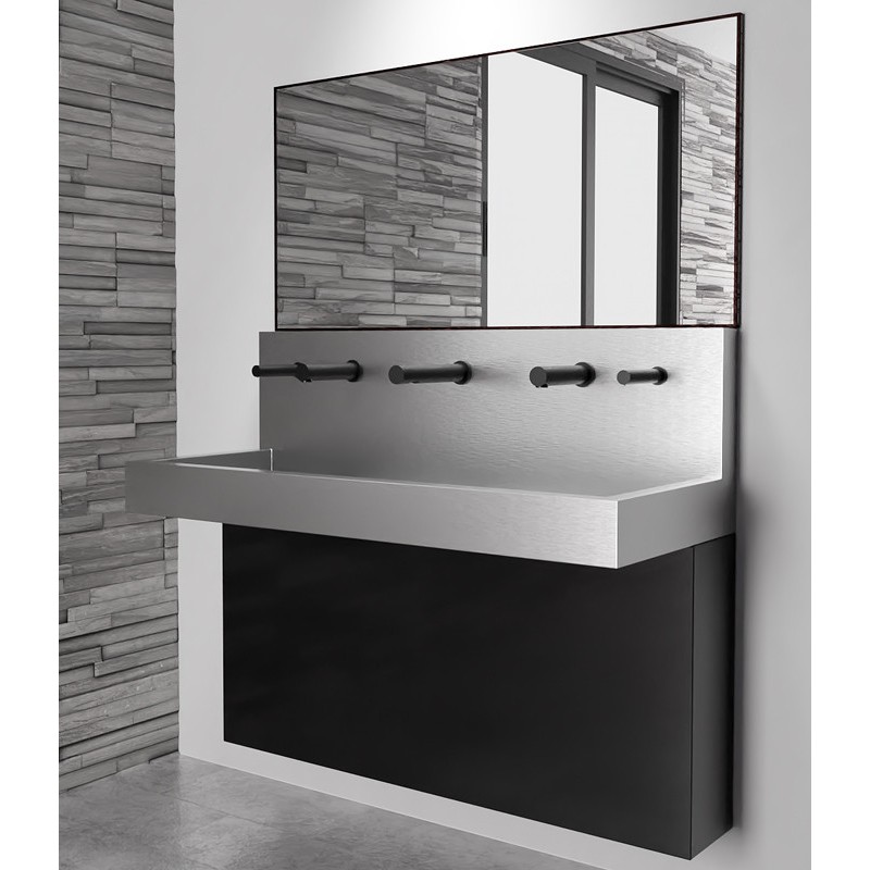 Robinet noir mat électronique mural RONDEO savon, eau et air