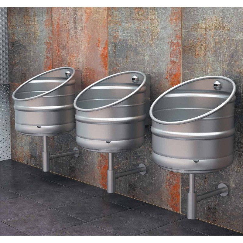 Urinario de acero inoxidable KEG diseño barril de cerveza con enjuague automático