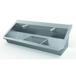 Miniature-3 Stainless steel wall-mounted collective washbasin with support grid option INTER-1-100