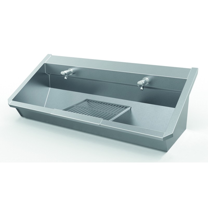 Lavabo collectif mural inox avec option grille support
