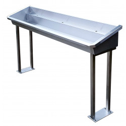 On feet self-supporting stainless steel collective washbasin