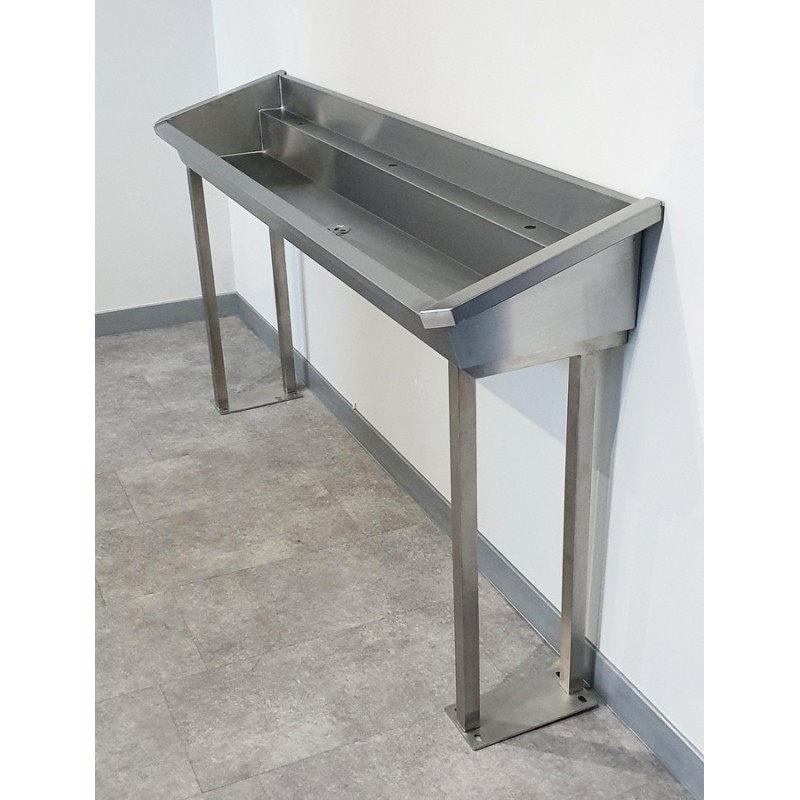 Stainless steel collective trough on legs