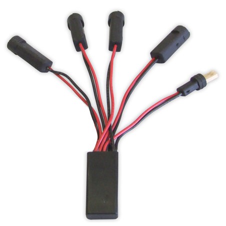 Black four-output connection box for electronic sanitary appliances