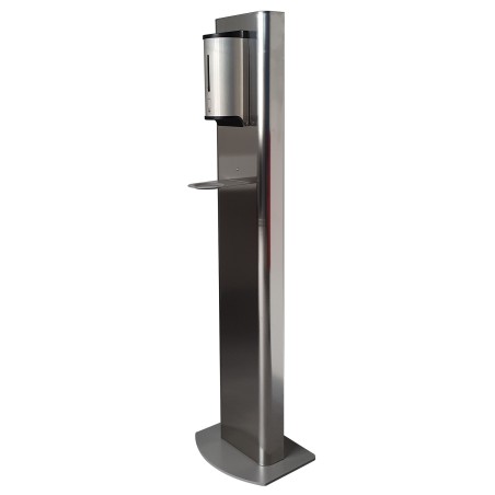 Totem inox pour distributeur de solution ou gel hydro-alcoolique