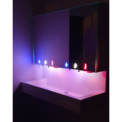 Miniature-2 Collective washbasin with backsplash for mirror module with luminous pictograms LA-600