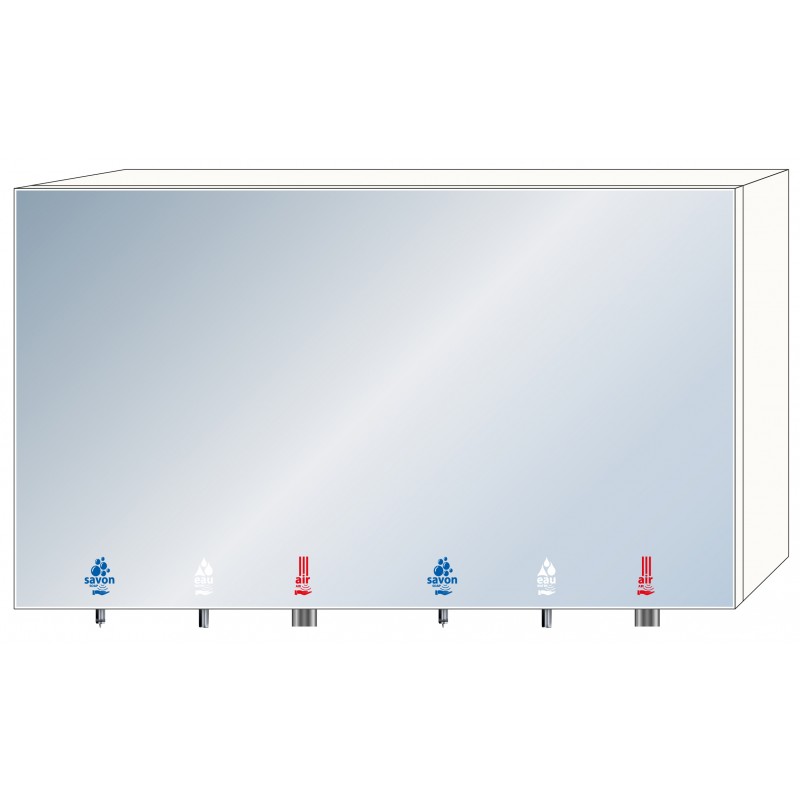 Photo Module miroir 2 postes avec accessoires intégrés savon, eau et air RES-8502
