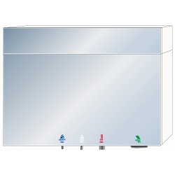 Miniature-1 Meuble haut miroir 4 en 1 savon - eau - air- papier, avec imposte fixe hauteur totale 1000 mm RES-855