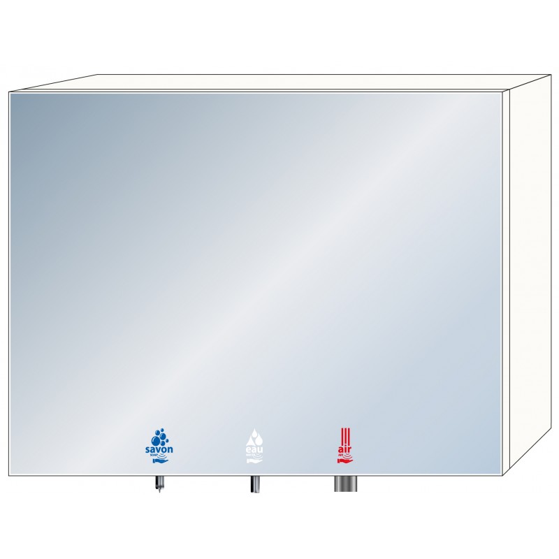 Photo 3-in-1 soap, water and air mirror cabinet for public restroom RES-853