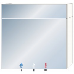 Miniature-1 Meuble haut miroir 3 en 1 savon, eau et air pour lavabo en collectivités, avec imposte fixe hauteur totale 1000 mm RES-853