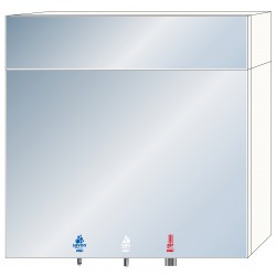 Miniature-3 Meuble haut miroir 3 en 1 savon, eau et air pour lavabo en collectivités, avec imposte fixe hauteur totale 1000 mm RES-853