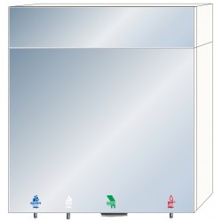 Miniature-2 Meuble haut miroir 4 en 1 savon, eau, gel hydro-alcoolique et papier essuie-mains, avec imposte fixe hauteur totale 1000 mm RES-866