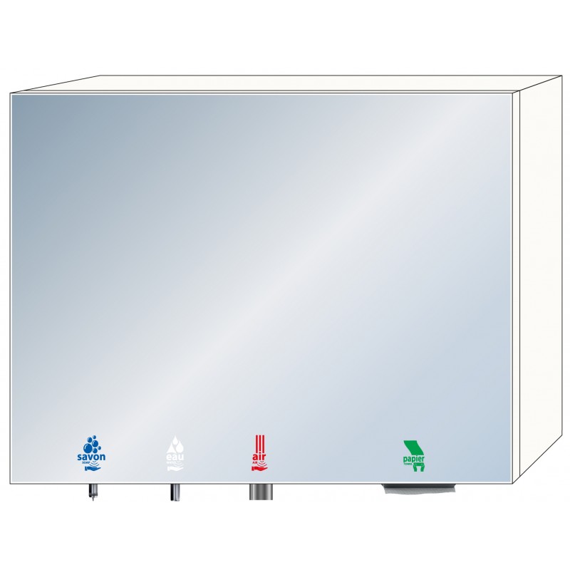 Photo Meuble haut miroir 4 en 1 savon - eau - air- papier RES-854