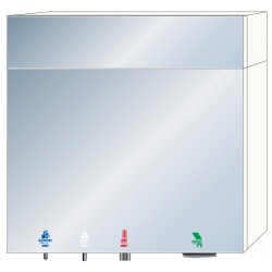 Miniature-1 Meuble haut miroir 4 en 1 savon - eau - air- papier, avec imposte fixe hauteur totale 1000 mm RES-854