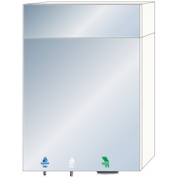 Miniature-2 Module with built-in soap dispenser, water tap and large capacity paper towel dispenser, all behind mirror. RES-865