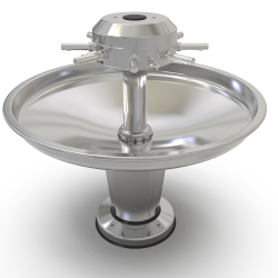 Miniature-4 8-faucet pedestal sink with Temposoft option and soap dispensers LC-04