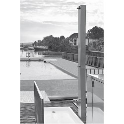 Stainless steel open-air shower column with foot washbasin