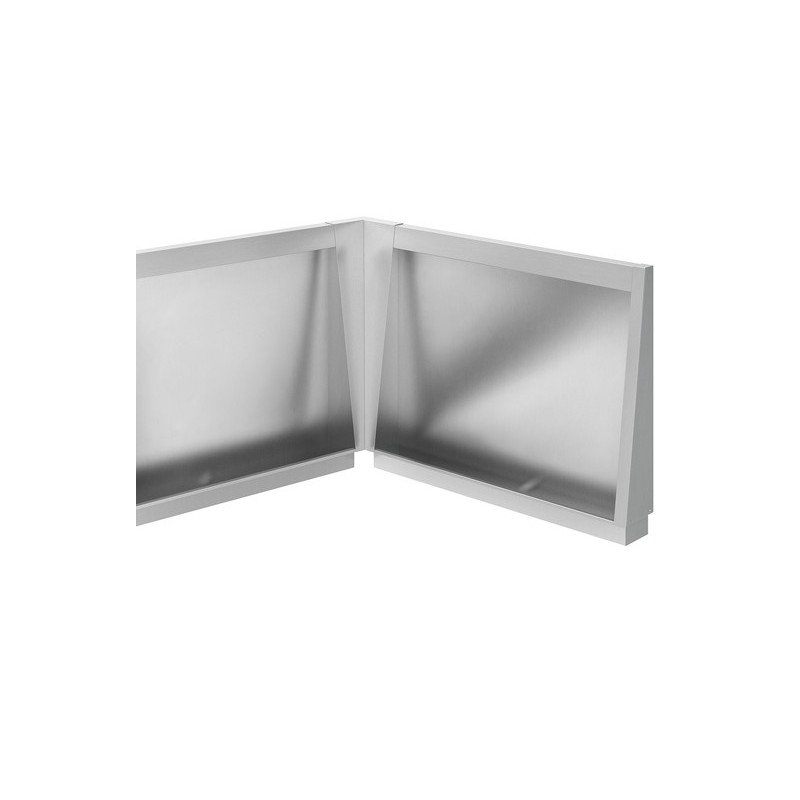 Corner dividers between recessed through urinals