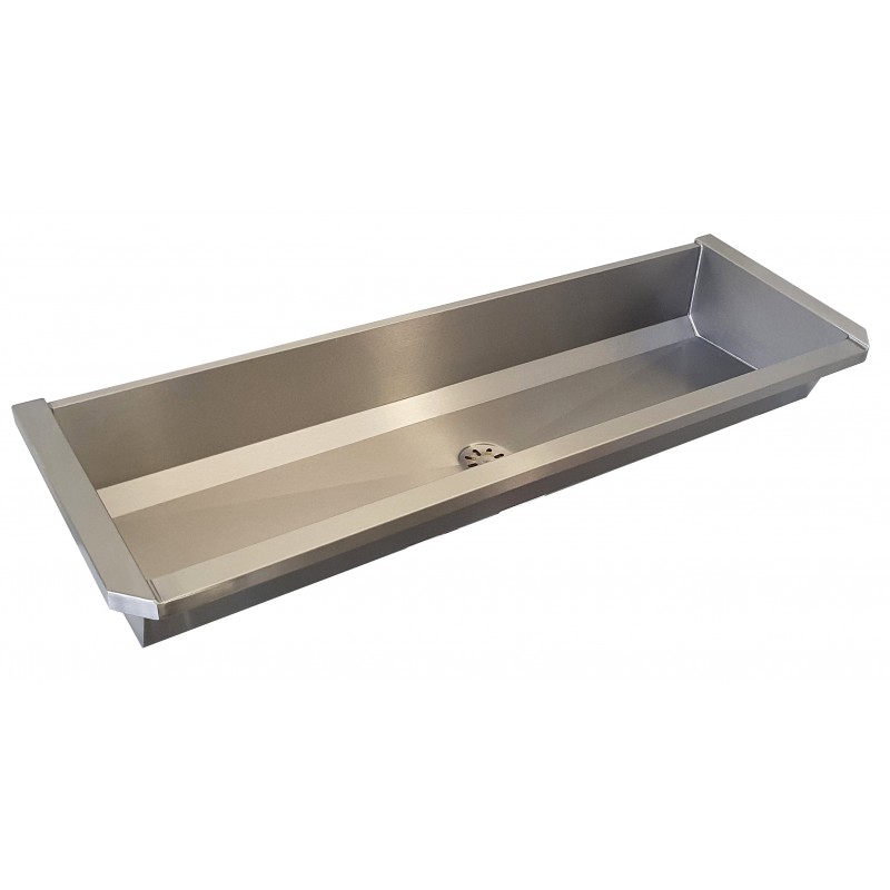 Photo Stainless steel community trough for wall taps INTER-7-60