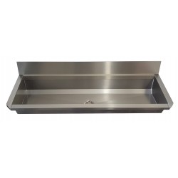 Miniature-1 Large wall-mounted stainless steel community washbasin with backsplash INTER-7-60-D