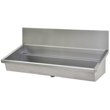 Lavabo collectif inox industriel avec crédence
