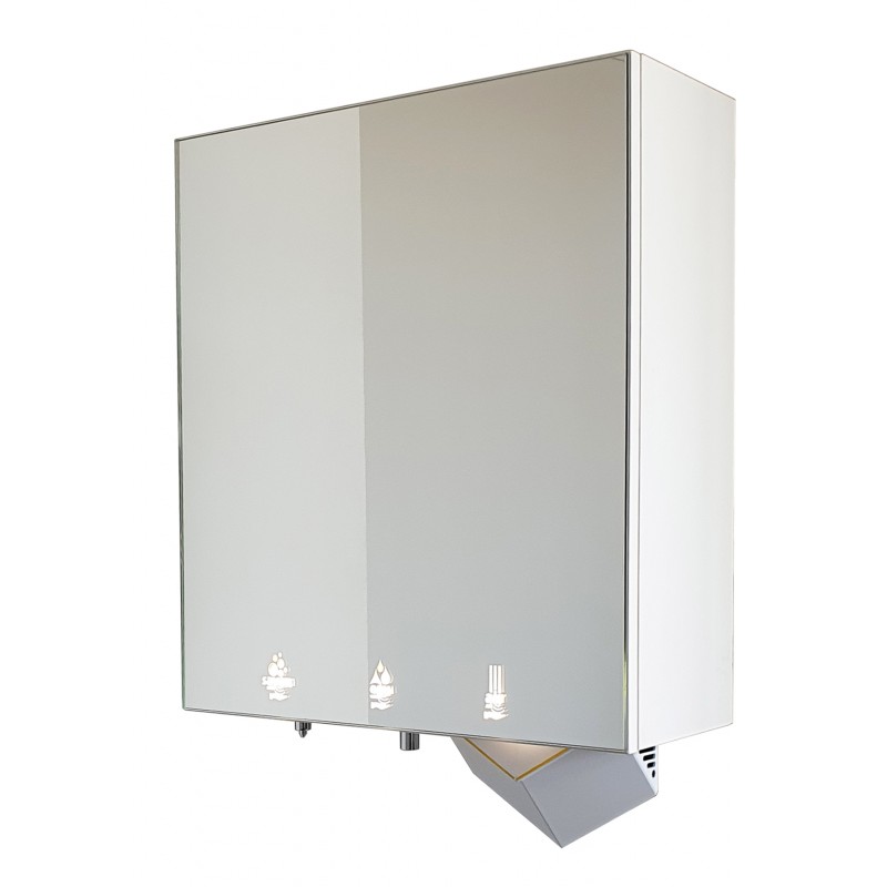 Module miroir 3 en 1 sans contact, avec distributeur de savon, robinet eau et sèche-mains Dyson Airblade intégrés RES-850-DY Photo Module miroir 3 en 1 sans contact, avec distributeur de savon, robinet eau et sèche-mains Dyson Airblade intégrés RES-850-DY