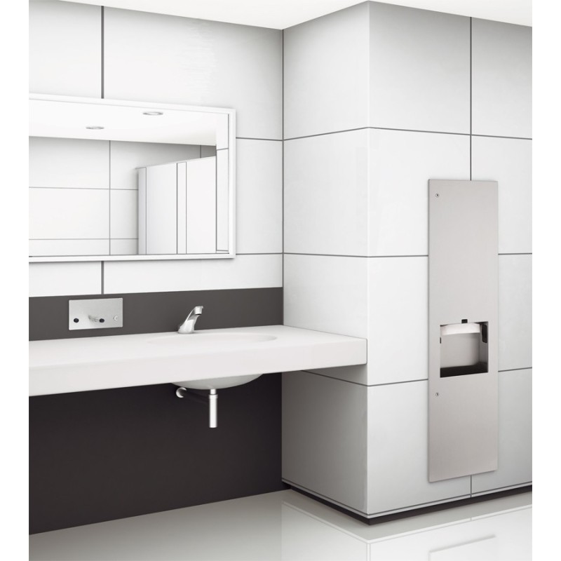 Combiné encastrable papier poubelle sèche-mains inox BO-38030 accessible PMR