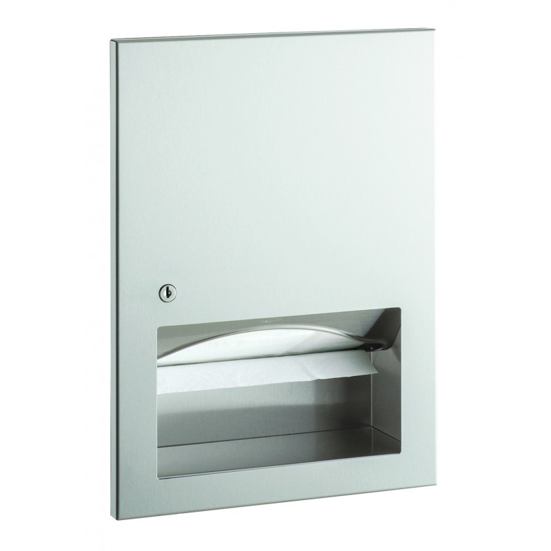 Photo Built-in paper towel dispenser in brushed stainless steel with lock BO-359033