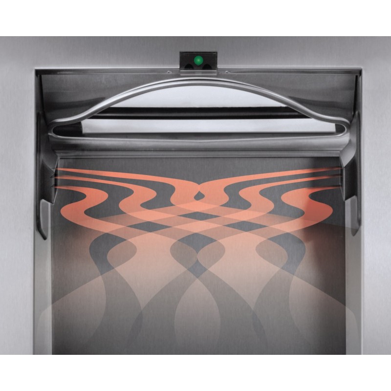 Recessed unit P.M.R. paper dispenser, hand dryer, bin all in one