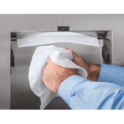 Recessed unit disabled access paper dispenser, hand dryer, bin