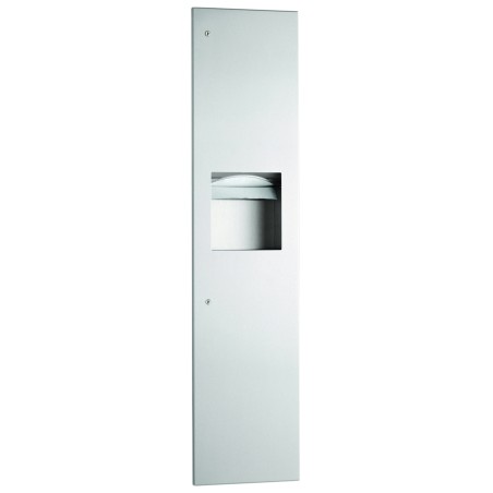 Recessed stainless steel unit with towel dispenser and waste bin for heavy traffic restrooms