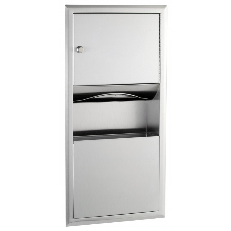 Photo Recessed paper towel dispenser and waste bin unit BO-369