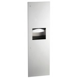 Recessed unit waste receptacle and hand towel dispenser stainless steel