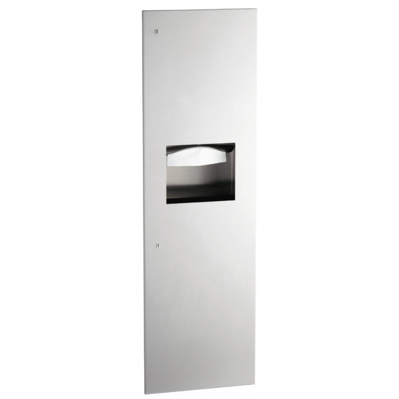 Photo Recessed unit with waste receptacle and hand towel dispenser stainless steel BO-39003