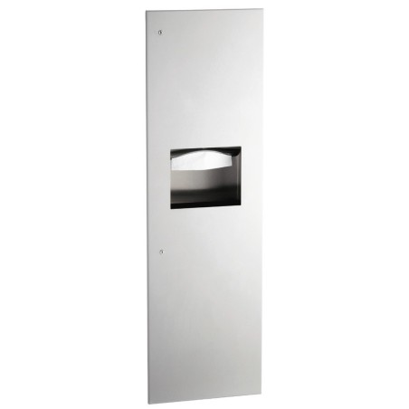 Combiné distributeur essuie-mains et réceptacle encastré inox