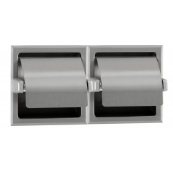 Miniature-2 Double stainless steel toilet roll holder with brushed finish. BO-699