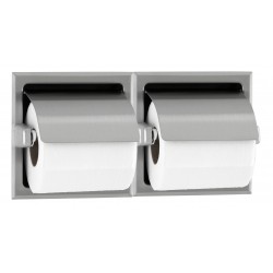 Miniature-1 Toilet paper dispenser in brushed stainless steel, 2 rolls with hood BO-699