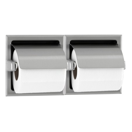 Distributeur de papier WC inox brossé encastré 2 rouleaux avec couvercle