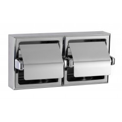 Double porte-rouleaux professionnel inox pour papier WC standard