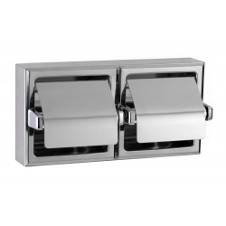 Miniature-1 Double stainless steel toilet roll holder with hood BO-6999