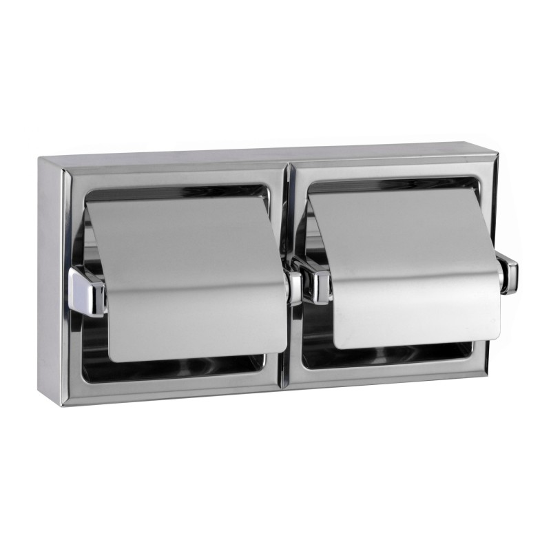 Double porte rouleaux WC inox avec couvercle de protection