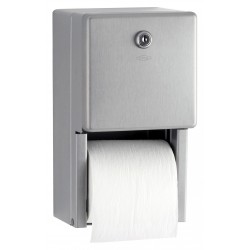 Wall mounted toilet paper dispenser 2 rolls in stainless steel mural