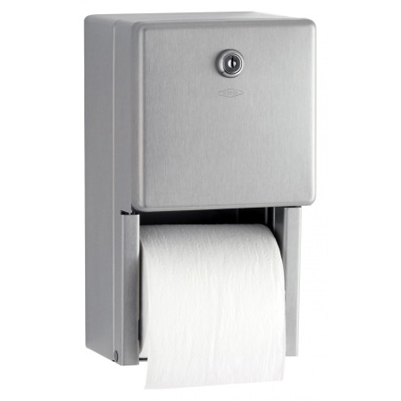 Distributeur de papier toilettes 2 rouleaux inox mural