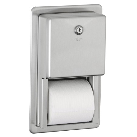 Distributeur papier WC double rouleaux encastré inox
