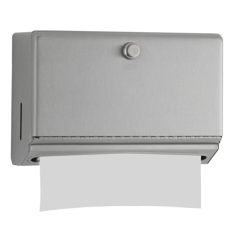 Distributeur compact essuie mains papier mural inox avec option loquet sans serrure